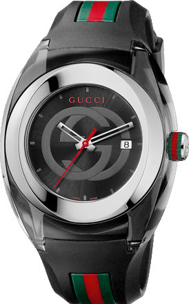 Shop Gucci Sync XXL Quartz Black Dial Black Rubber Strap Watch For Men - YA137101 in USA