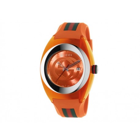 Shop Gucci Sync XXL Quartz Orange Dial Orange Rubber Strap Unisex Watch - YA137108 in USA