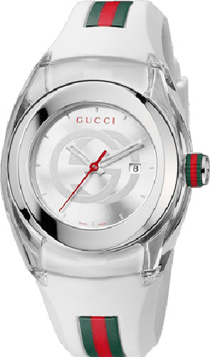 Shop Gucci Sync Quartz White Dial White Rubber Strap Unisex Watch - YA137302 in USA