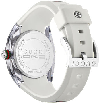 Shop Gucci Sync Quartz White Dial White Rubber Strap Unisex Watch - YA137302 in USA