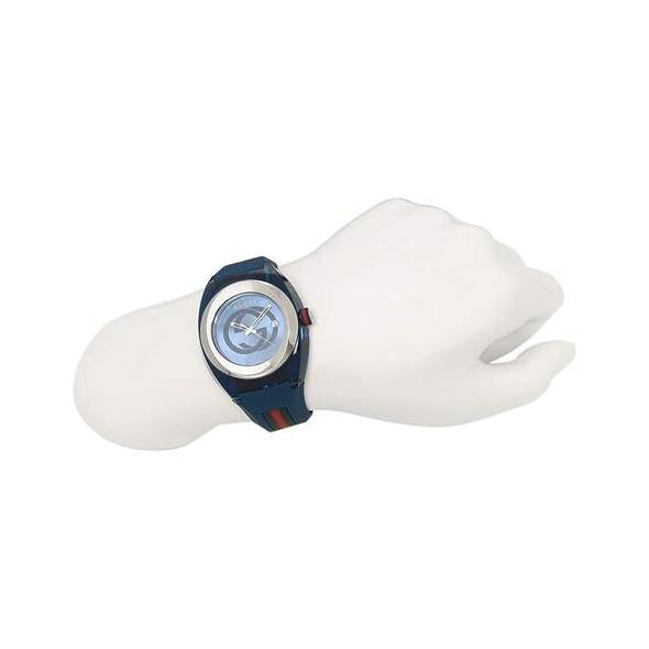 Shop Gucci Sync Quartz Blue Dial Blue Rubber Strap Watch For Men - YA137304 in USA
