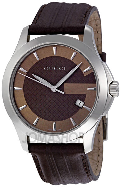 Shop Gucci G Timeless Quartz Brown Dial Brown Rubber Strap Watch For Men - YA126403 in USA