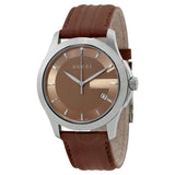 Shop Gucci G Timeless Quartz Brown Dial Brown Rubber Strap Watch For Men - YA126403 in USA