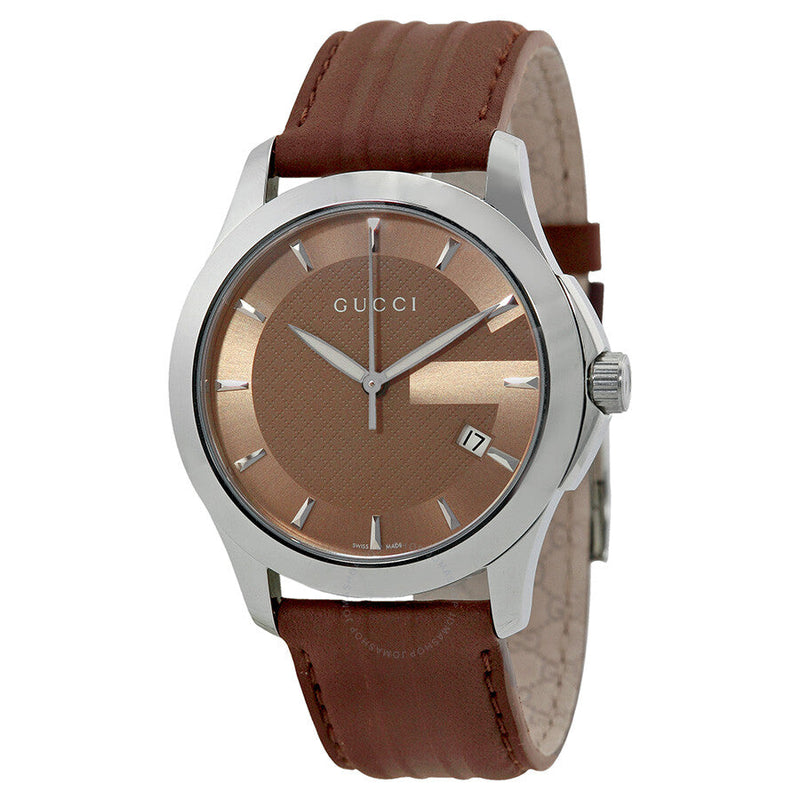 Shop Gucci G Timeless Quartz Brown Dial Brown Rubber Strap Watch For Men - YA126403 in USA