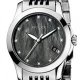 Gucci G Timeless Diamonds Mother of Pearl Black Dial Silver Steel Strap Watch For Women - YA126505 Buy Now By Gucci
