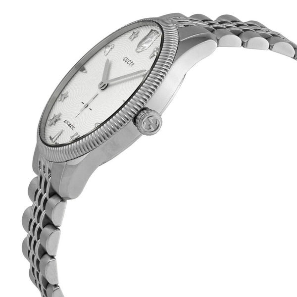 Shop Gucci G Timeless Automatic Silver Dial Silver Steel Strap Watch for Men - YA126354 in USA