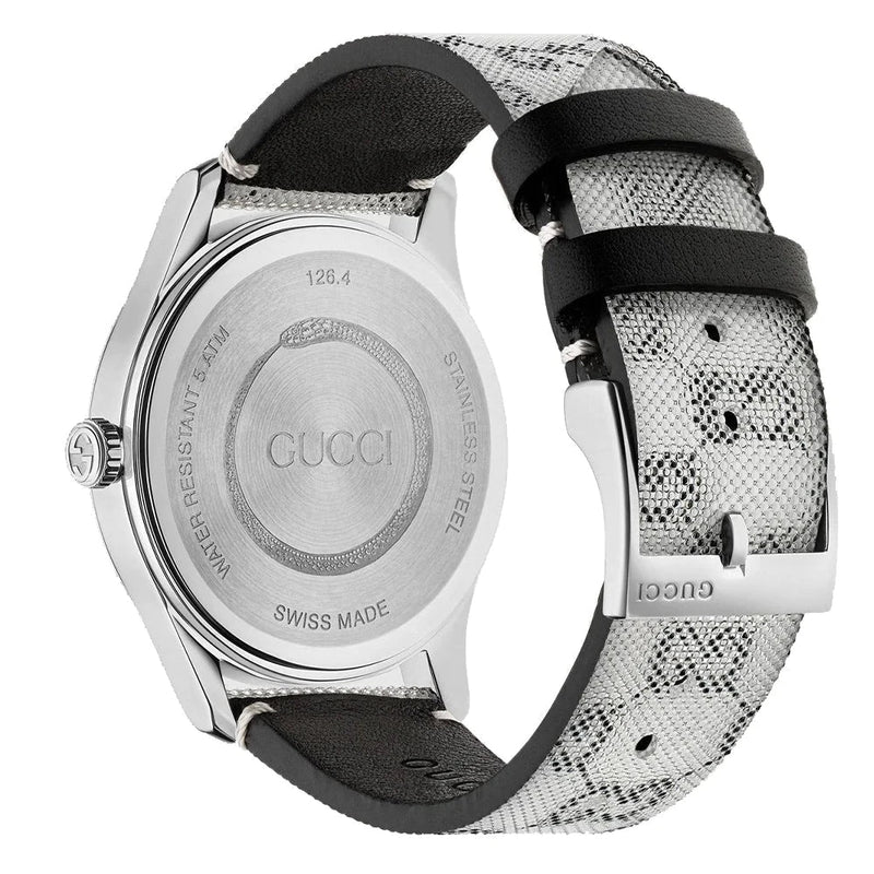 Shop Gucci G Timeless Quartz Grey Dial Grey Leather Strap Watch For Men - YA1264058 in USA