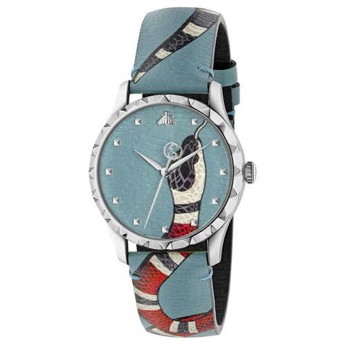 Shop Gucci G Timeless Quartz Blue Dial Blue Leather Strap Watch For Men - YA1264080 in USA