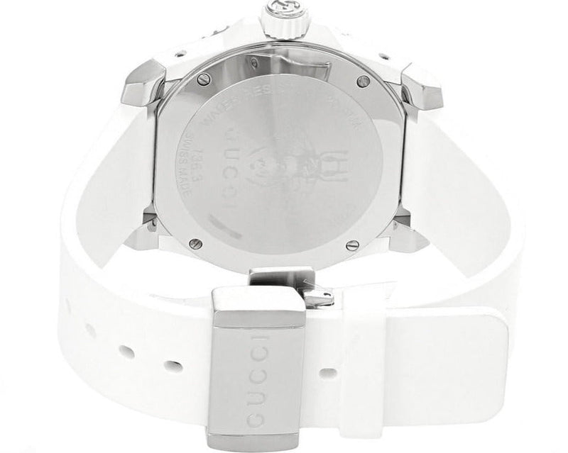 Shop Gucci Dive Quartz White Dial White Rubber Strap Watch For Men - YA136337 in USA