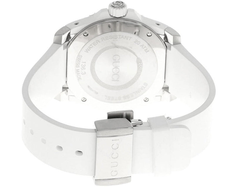 Shop Gucci Dive Quartz White Dial White Rubber Strap Watch For Men - YA136330 in USA