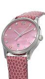 Gucci G-Timeless Pink Mother of Pearl Dial Pink Leather Strap Watch For Women - YA126586