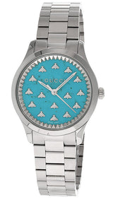 Shop Gucci G Timeless Quartz Turquoise Dial Silver Steel Strap Unisex Watch - YA1265044 in USA
