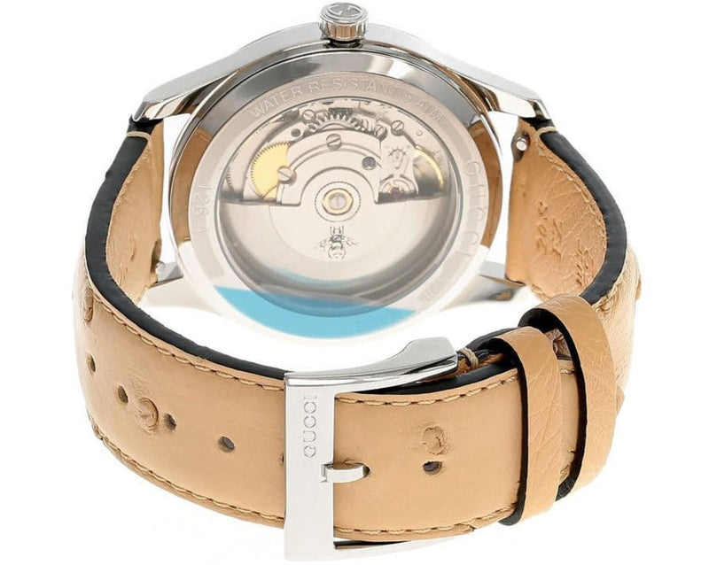 Gucci G Timeless Automatic Mother of Pearl Dial Brown Leather Strap Watch For Women - YA1264112 Buy Now By Gucci