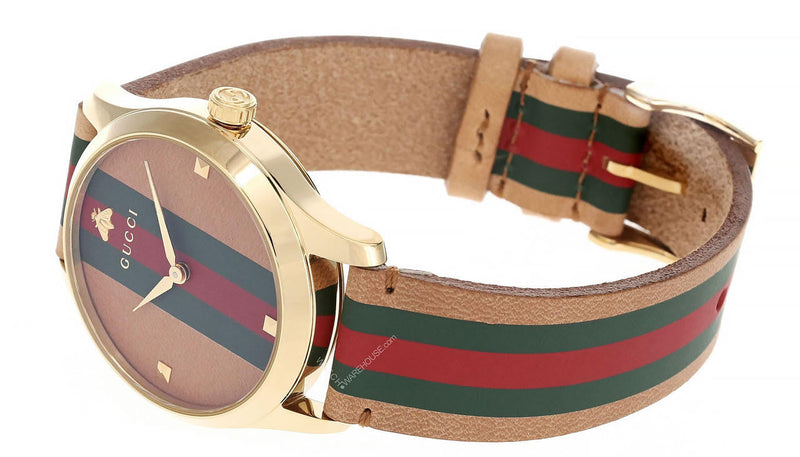 Gucci G Timeless Quartz Brown Dial Brown Leather Strap Unisex Watch - YA1264077 Buy Now By Gucci