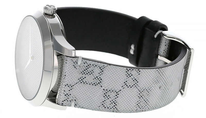 Shop Gucci G Timeless Quartz Grey Dial Grey Leather Strap Watch For Men - YA1264058 in USA