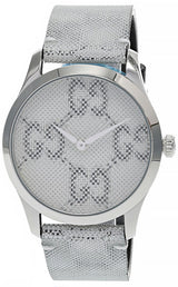 Shop Gucci G Timeless Quartz Grey Dial Grey Leather Strap Watch For Men - YA1264058 in USA