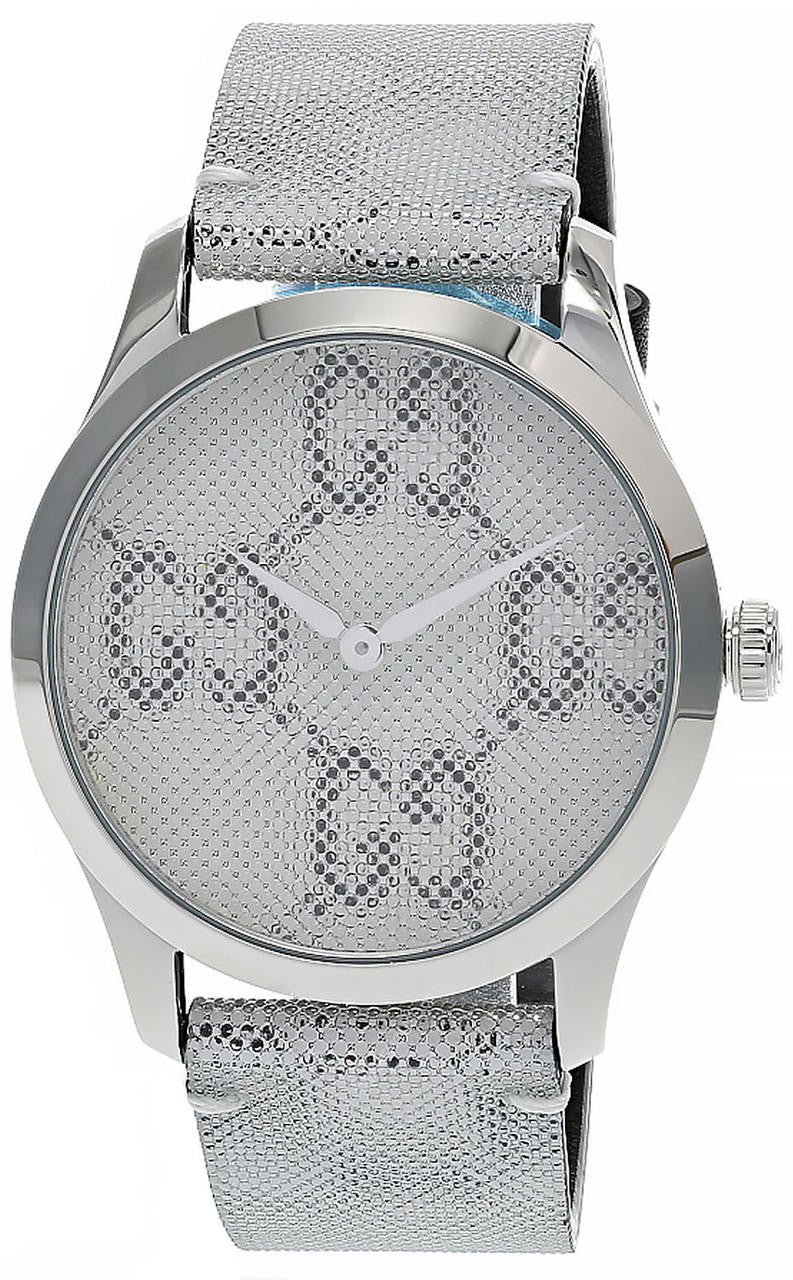 Shop Gucci G Timeless Quartz Grey Dial Grey Leather Strap Watch For Men - YA1264058 in USA