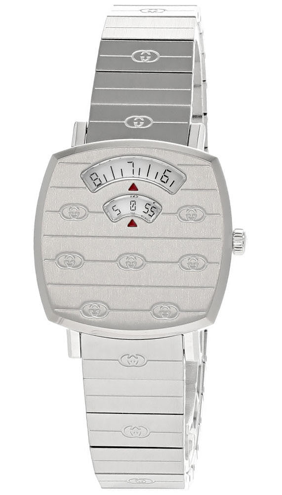 Shop Gucci Grip Quartz Silver Dial Silver Steel Strap Watch For Men - YA157501 in USA