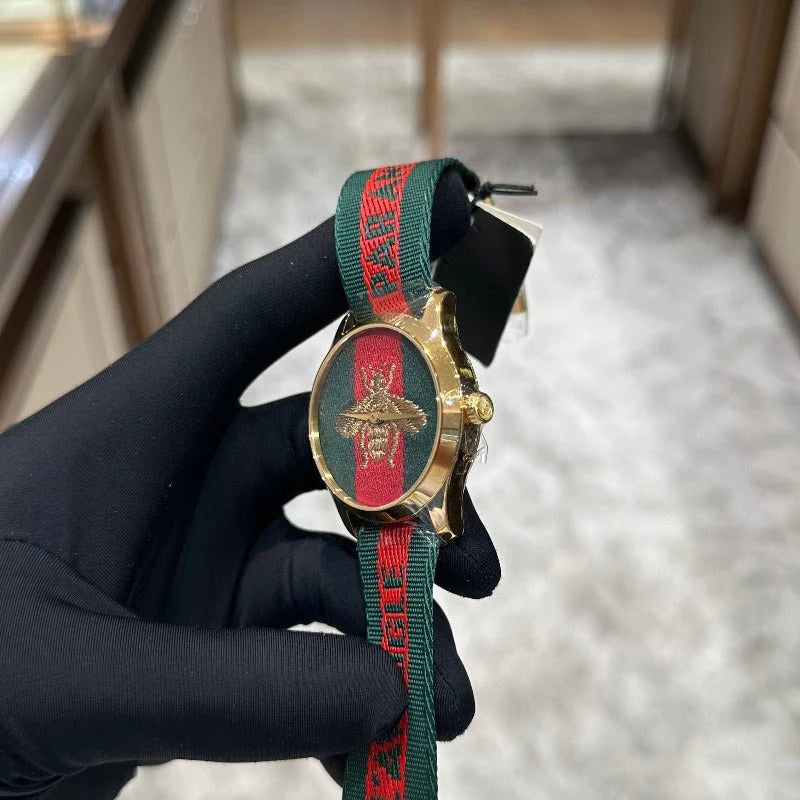 Gucci G Timeless Quartz Green & Red Dial Green & Red NATO Strap Watch For Men - YA126487A Buy Now By Gucci
