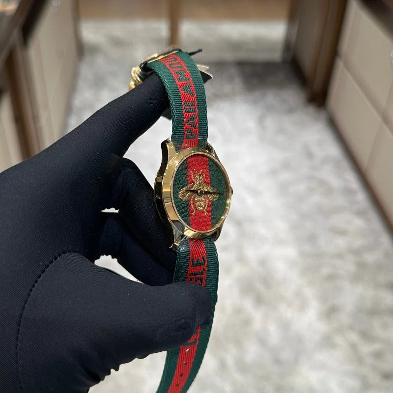 Gucci G Timeless Quartz Green & Red Dial Green & Red NATO Strap Watch For Men - YA126487A Buy Now By Gucci