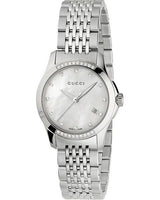 Gucci G Timeless Diamonds Mother of Pearl Dial Silver Steel Strap Watch For Women - YA126510 Buy Now By Gucci