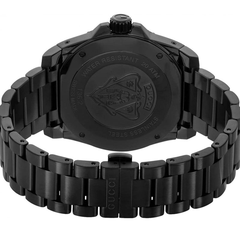 Shop Gucci Dive Quartz Black Dial Black Steel Strap Watch For Men - YA136205 in USA