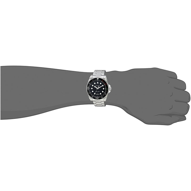Shop Gucci Dive Analog Black Dial Silver Steel Strap Watch For Men - YA136208 in USA