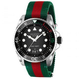 Shop Gucci Dive Black Dial Red & Green Nylon Strap Watch For Men - YA136209 in USA