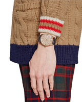 Shop Gucci Eryx Automatic Chevron Gold Dial Black Leather Strap Watch For Men - YA126340 in USA