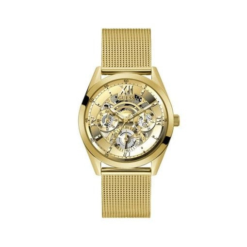 Shop Guess Tailor Multifunction Gold Dial Gold Mesh Bracelet Watch for Men - GW0368G2 in USA
