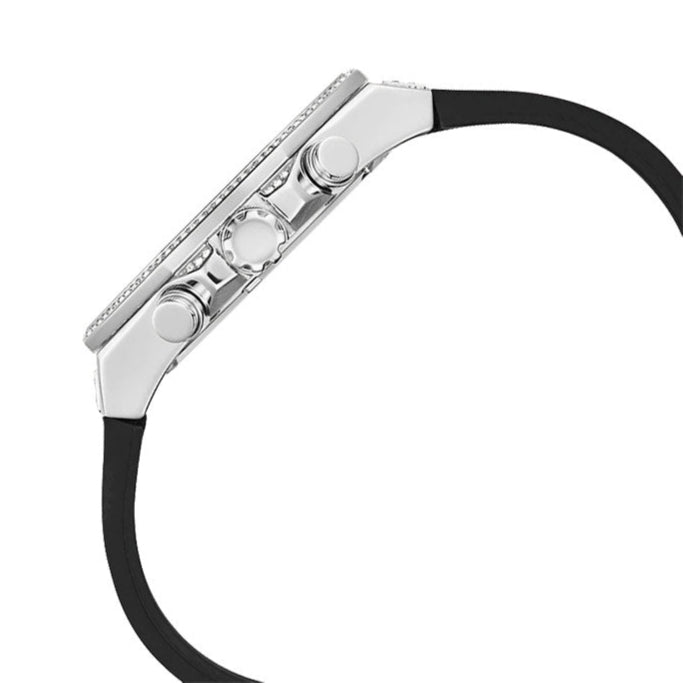 Guess Momentum Chronograph Crystals Black Dial Black Silicone Strap Watch For Men - GW0518G1 Buy Now By Guess
