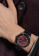 Guess Asset Quartz Red Dial Black Steel Strap Watch For Men - GW0575G5 Buy Now By Guess