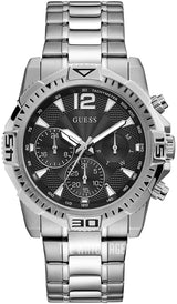 Shop Guess Commander Chronograph Black Dial Silver Steel Strap Watch for Men - GW0056G1 in USA