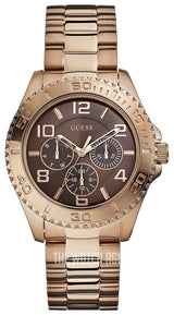 Shop Guess BFF Multifunction Brown Dial Rose Gold Steel Strap Watch for Women - W0231L8 in USA