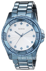 Guess Pinwheel Analog Silver Dial Blue Steel Strap Watch for Women - W0702L1 Buy Now By Guess