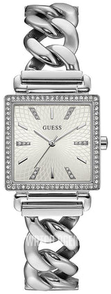 Shop Guess Vanity Diamonds White Dial Silver Steel Strap Watch for Women - W1030L1 in USA