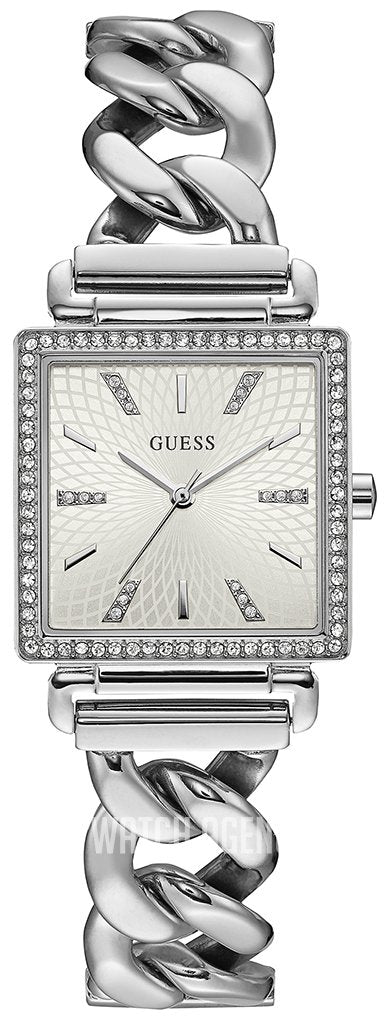 Shop Guess Vanity Diamonds White Dial Silver Steel Strap Watch for Women - W1030L1 in USA