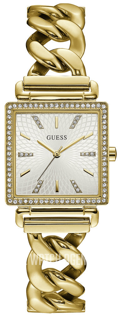 Shop Guess Vanity Diamonds Silver Dial Gold Steel Strap Watch for Women - W1030L2 in USA