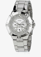 Shop Guess Vista Diamonds Silver Dial Silver Steel Strap Watch for Women - W12080L1 in USA