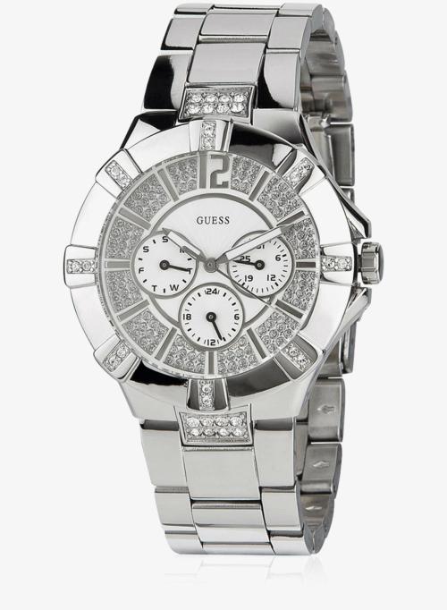 Shop Guess Vista Diamonds Silver Dial Silver Steel Strap Watch for Women - W12080L1 in USA