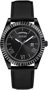 Guess Connoisseur Black Dial Black Leather Strap Watch For Men - GW0353G1 Buy Now By Guess
