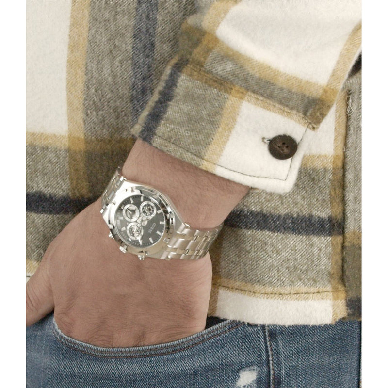 Shop Guess Continental Silver Dial Silver Steel Strap Watch for Men - GW0261G1 in USA