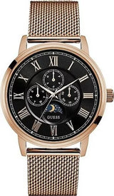 Shop Guess Delancy Black Dial Rose Gold Mesh Bracelet Watch for Men - W0871G5 in USA