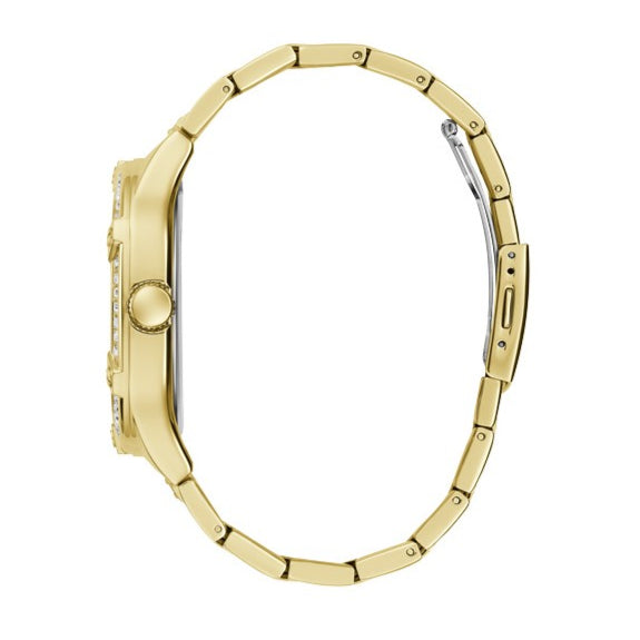 Guess Duke Glitz Crystals Gold Dial Gold Steel Strap Watch For Men - GW0576G2 Buy Now By Guess