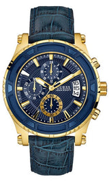 Guess Pinnacle Chronograph Quartz Blue Dial Blue Leather Strap Watch For Men - W0673G2 Buy Now By Guess