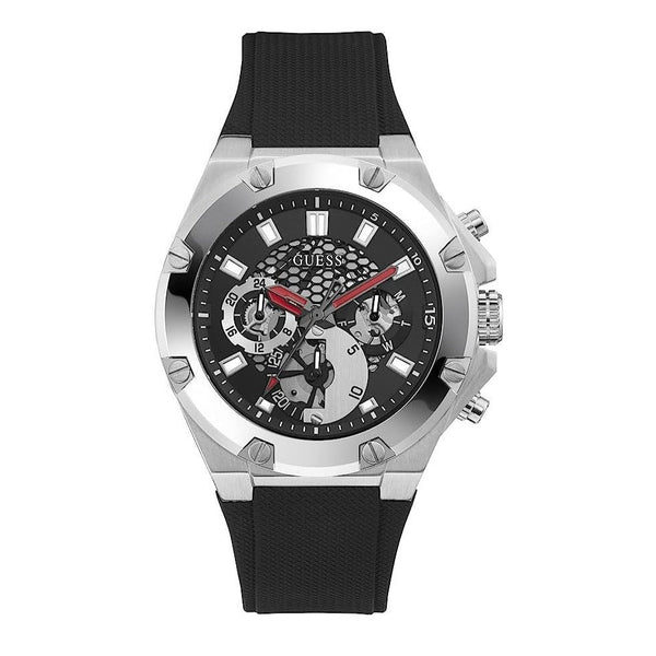 Shop Guess Third Grear Multi Function Black Dial Black Rubber Strap Watch for Men- GW0334G1 in USA