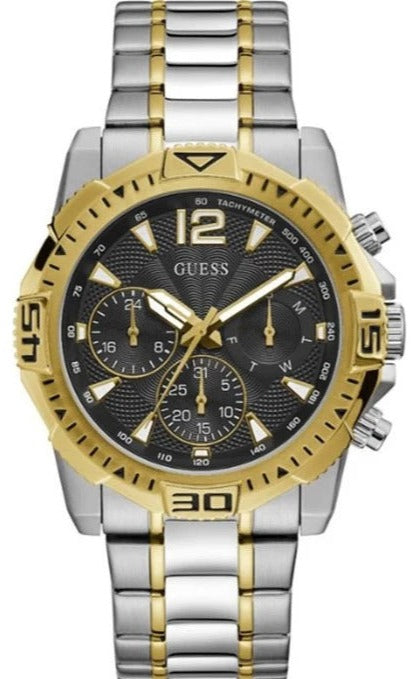 Shop Guess Commander Chronograph Black Dial Two Tone Steel Strap Watch for Men - GW0056G4 in USA