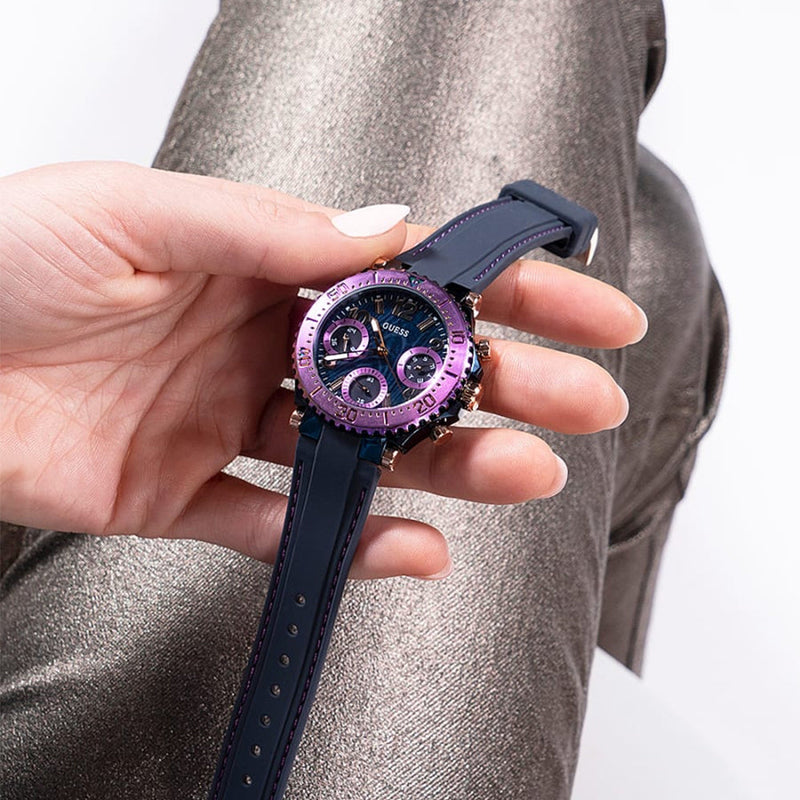 Guess Cosmic Multifunction Blue Dial Blue Silicone Strap Watch For Women - GW0466L2 Buy Now By Guess