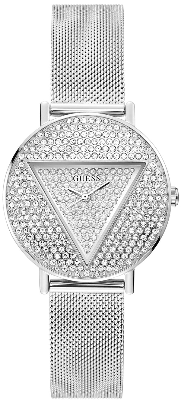 Guess Iconic Diamonds Silver Dial Silver Mesh Bracelet Watch For Women - GW0477L1 Buy Now By Guess