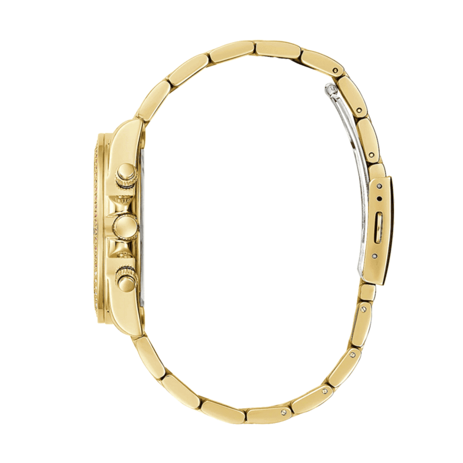 Guess Confetti Chronograph Rainbow Dial Gold Steel Strap Watch For Women  - GW0483L4